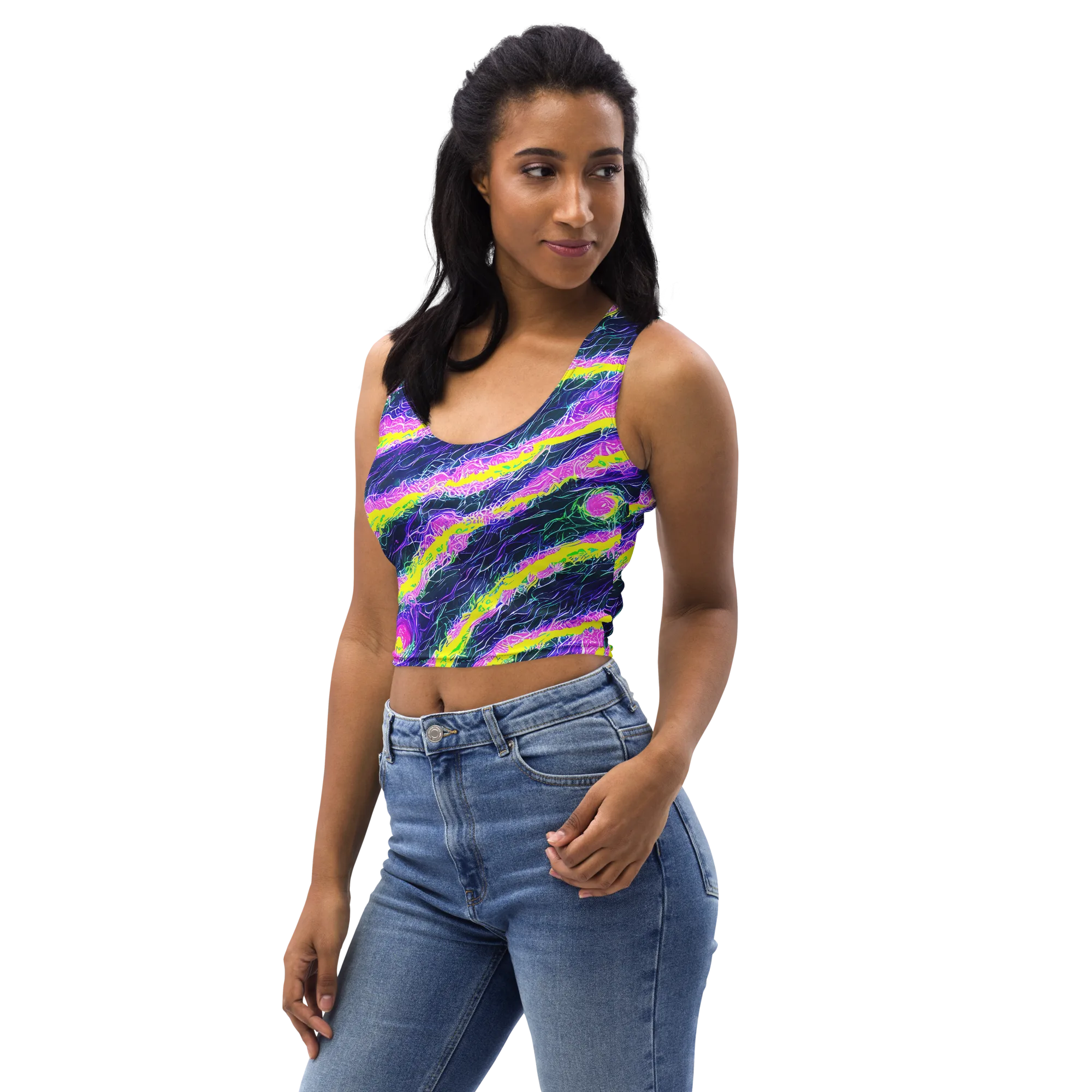 Cyber Blossom on Crop Top — Left Front