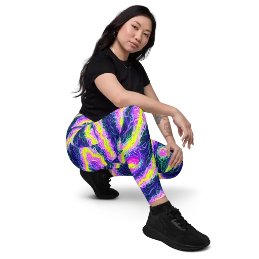 Cyber Blossom on a Leggings with Pockets
