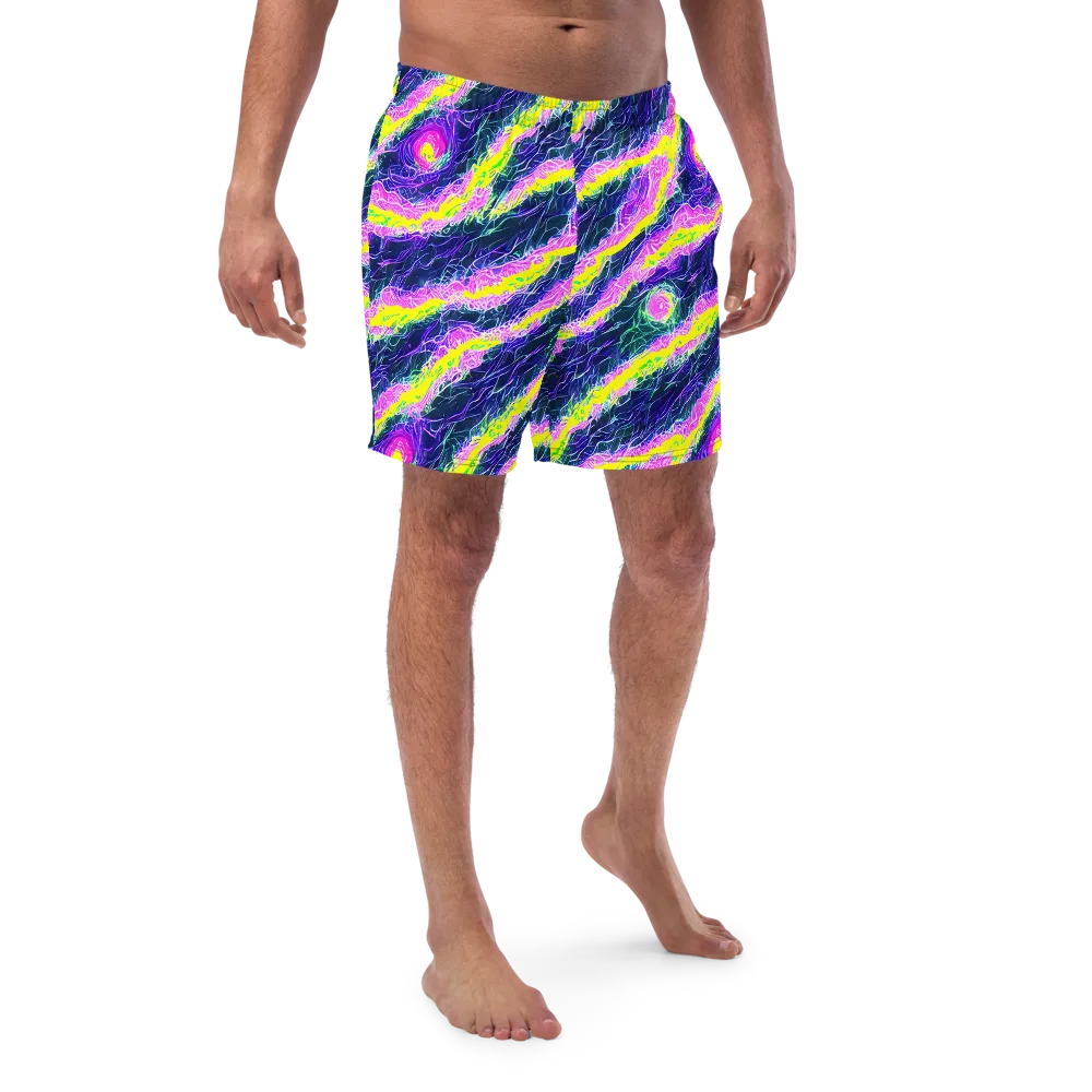 Cyber Blossom on Swim Trunks — Front