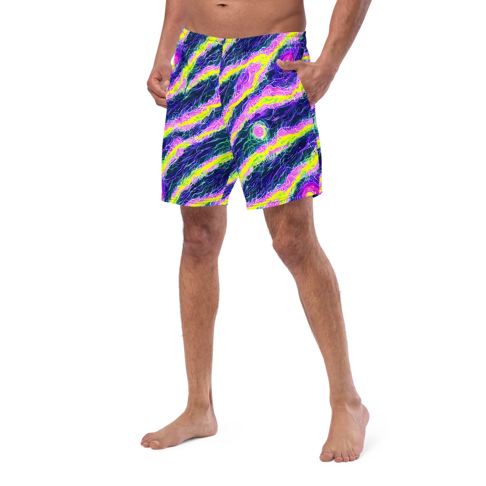 Cyber Blossom on Swim Trunks — Left Front