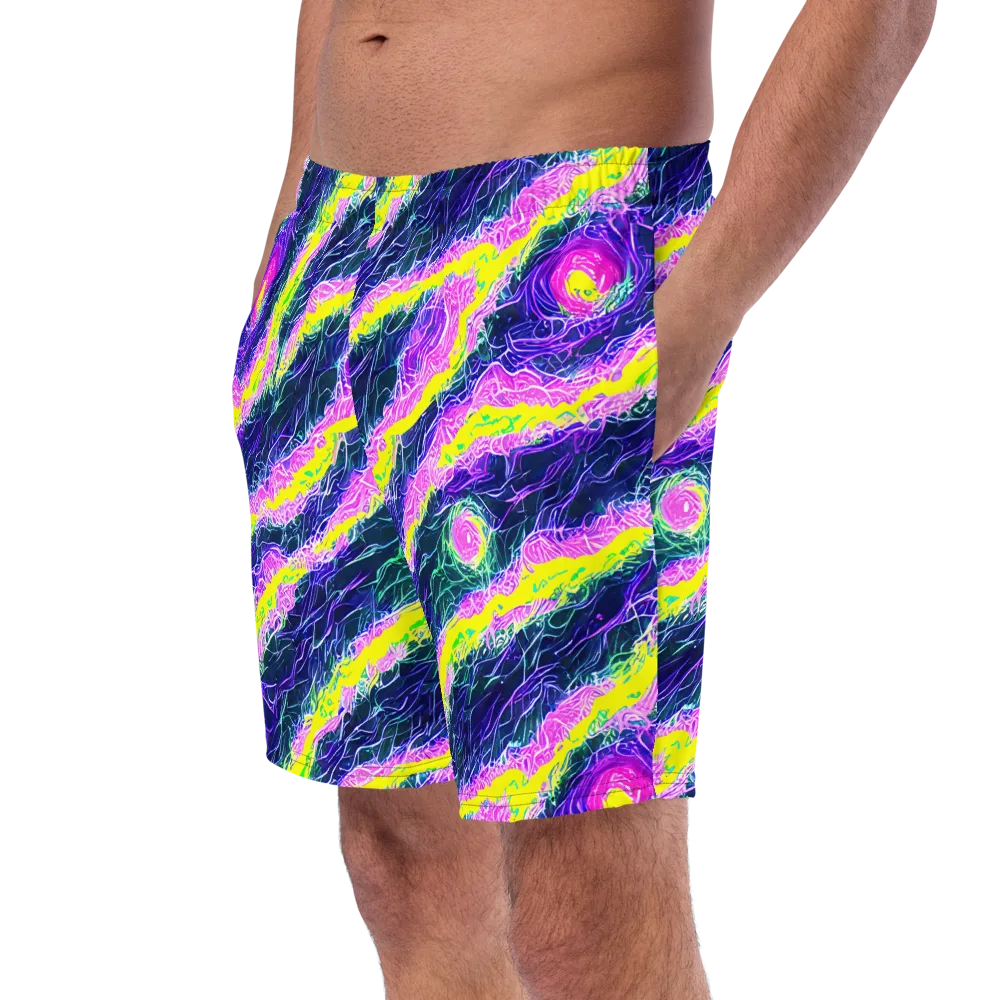 Cyber Blossom on Swim Trunks — Left Front