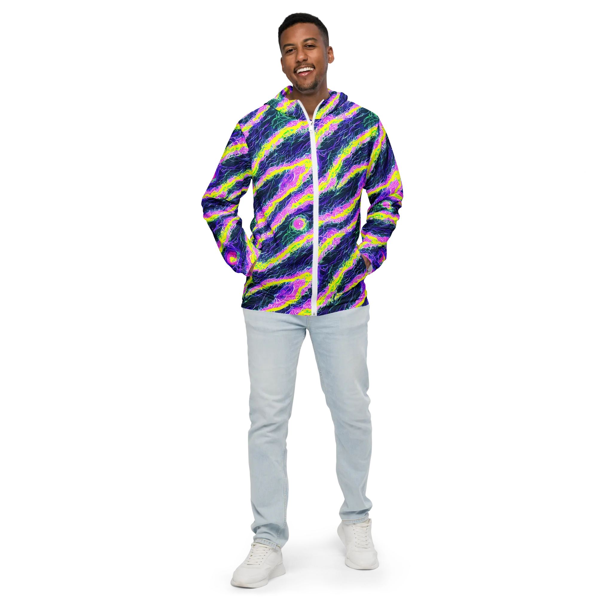 Cyber Blossom on Men's Windbreaker — Front