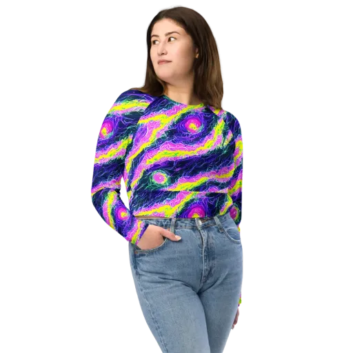 Cyber Blossom on a Long Sleeve Crop Top