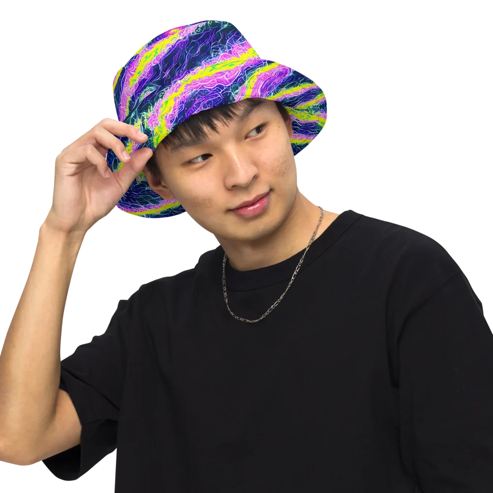 Cyber Blossom on Reversible Bucket Hat — Front Inside