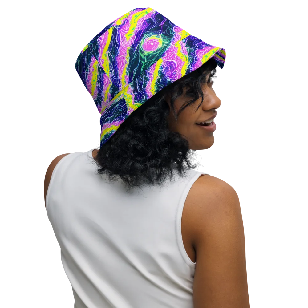 Cyber Blossom on Reversible Bucket Hat — Right Outside