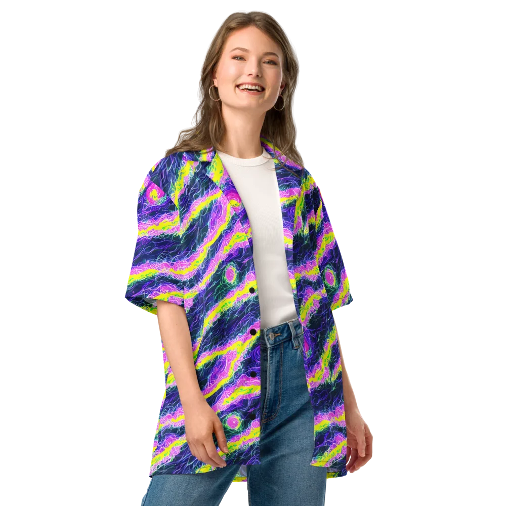 Cyber Blossom on Button Shirt — Front