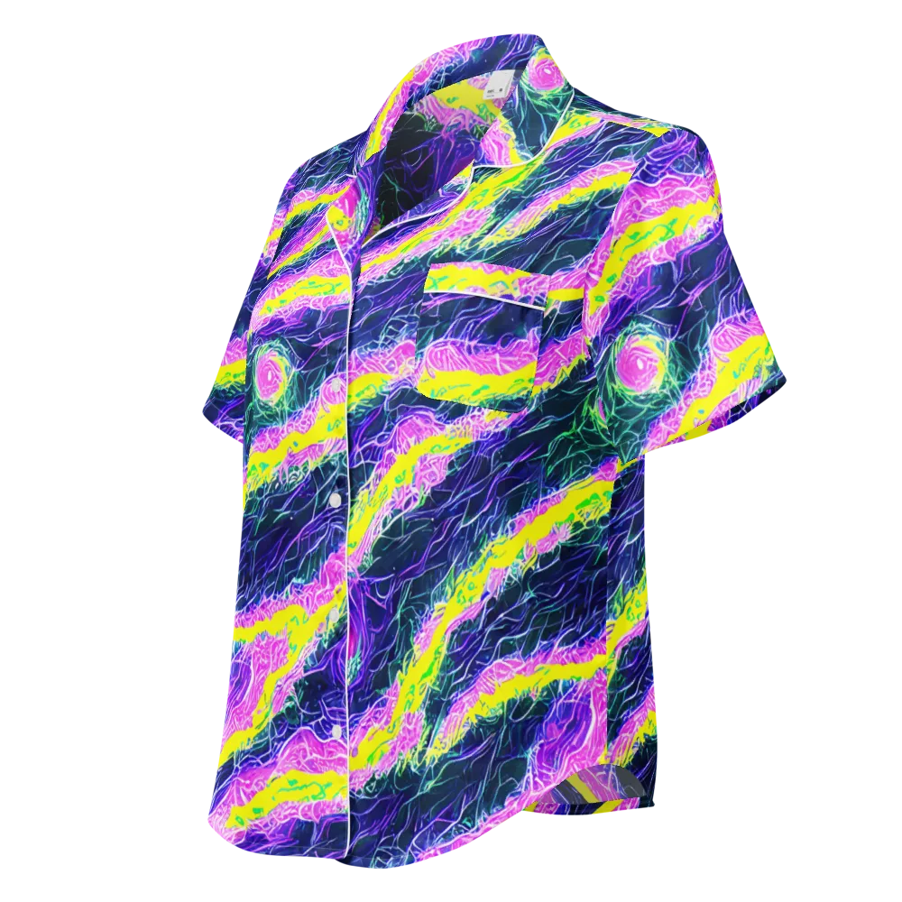 Cyber Blossom on Women's Short Sleeve Pajama Top — Left Front