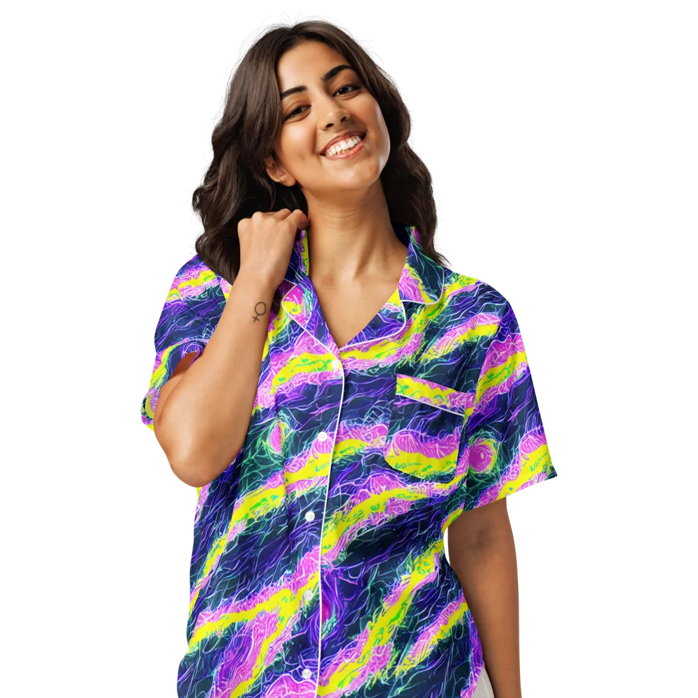 Cyber Blossom on Women's Short Sleeve Pajama Top — Front