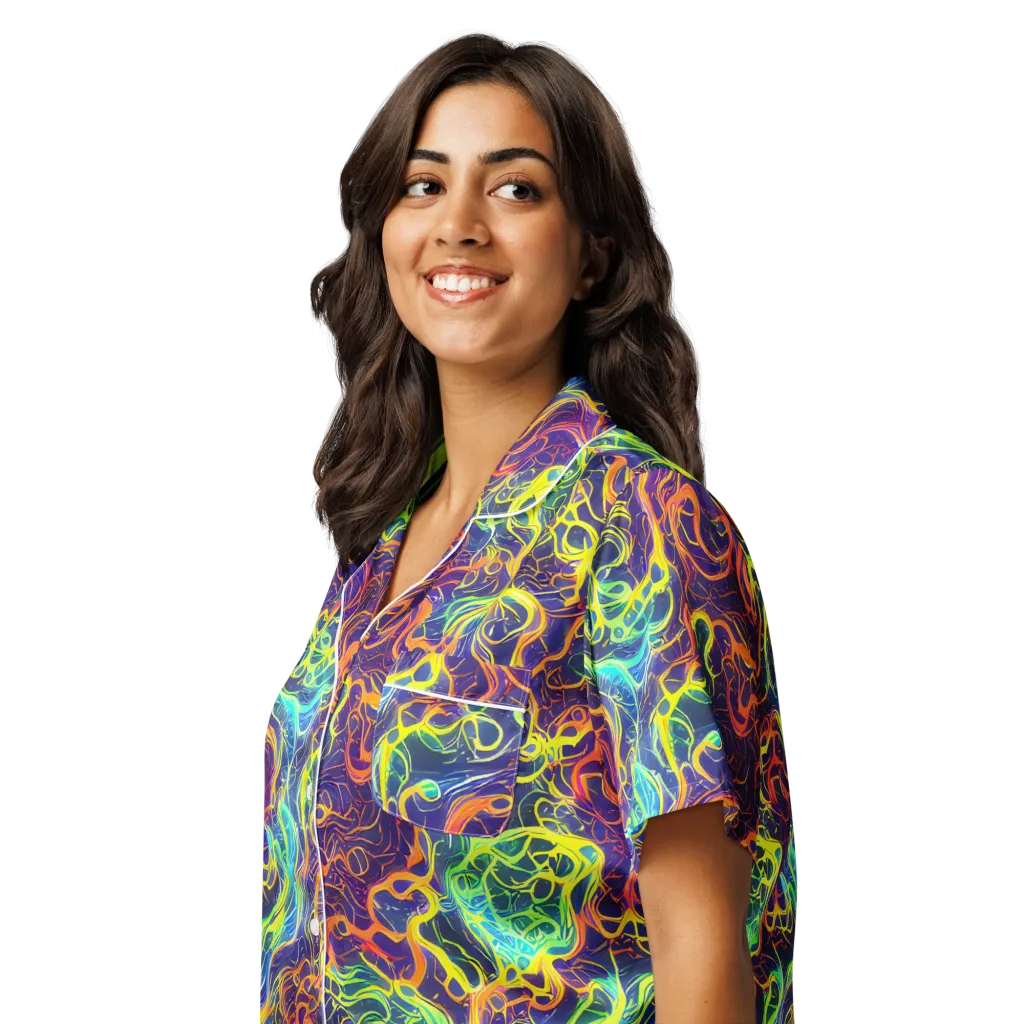 Afterdark Surge on Women's Short Sleeve Pajama Top — Left Front