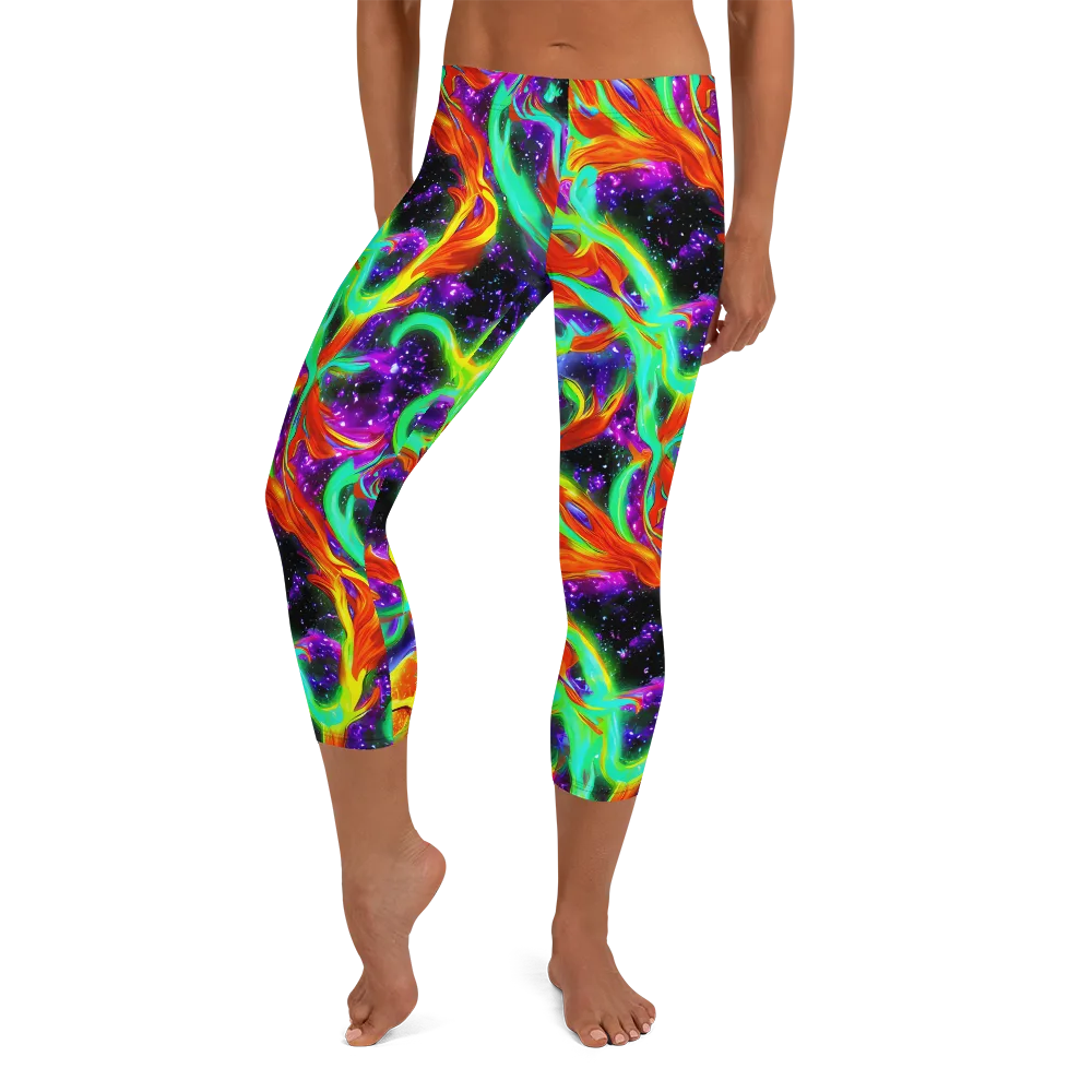 Cosmic Flare on Capri Leggings — Front