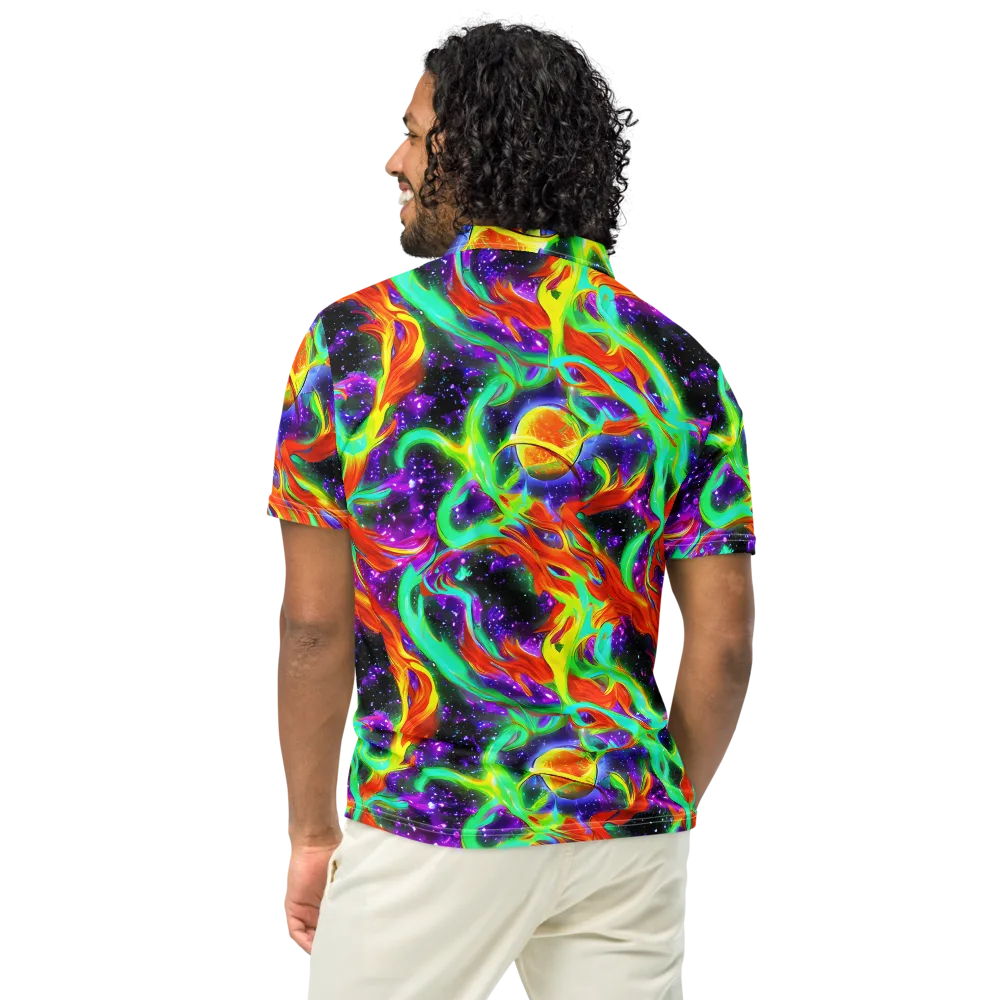 Cosmic Flare on Men's Slim Fit Polo Shirt — Back