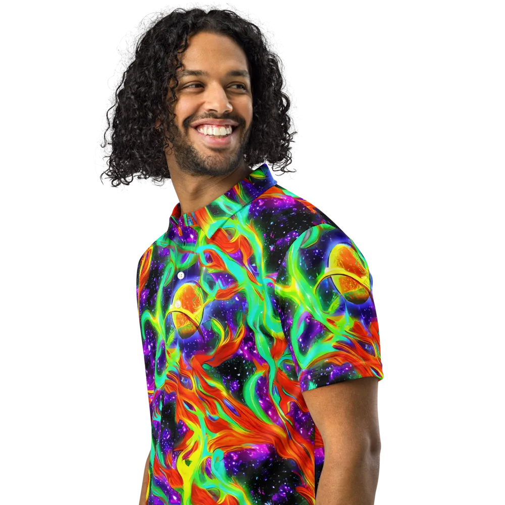 Cosmic Flare on Men's Slim Fit Polo Shirt — Left Front