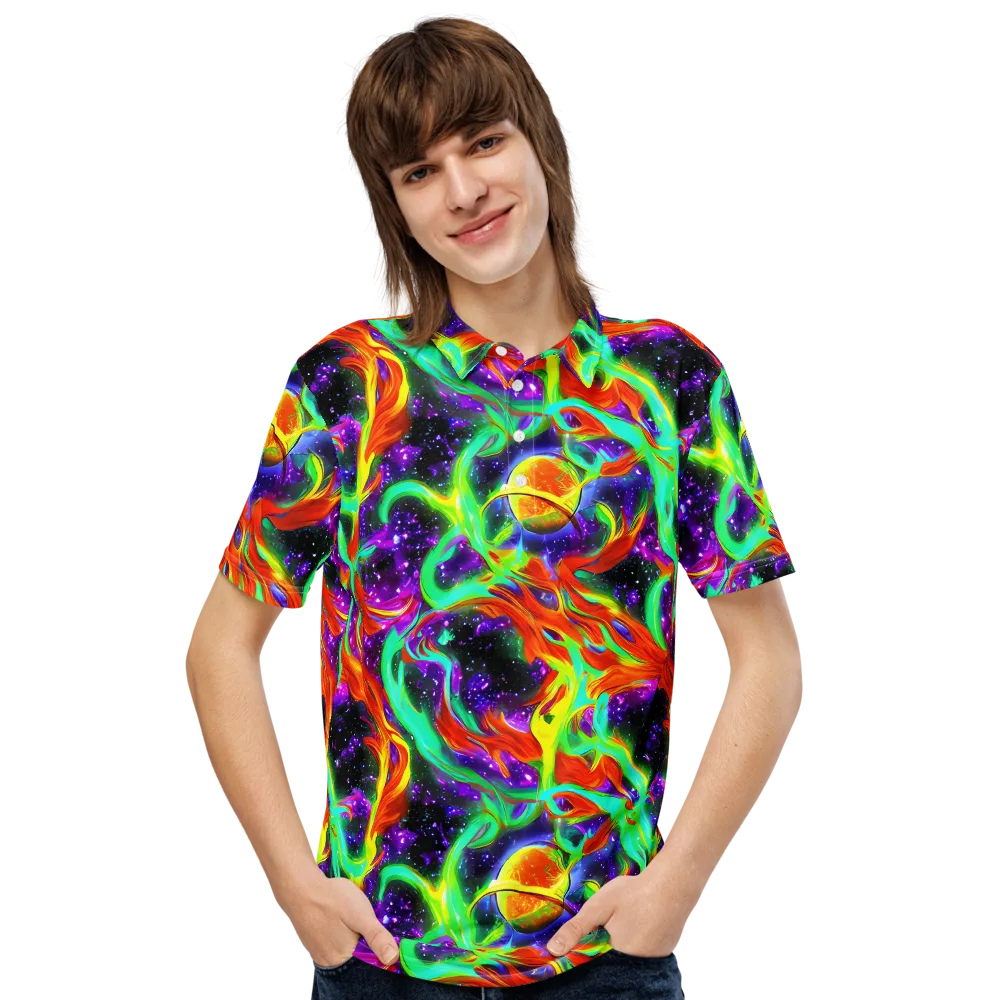 Cosmic Flare on Men's Slim Fit Polo Shirt — Front