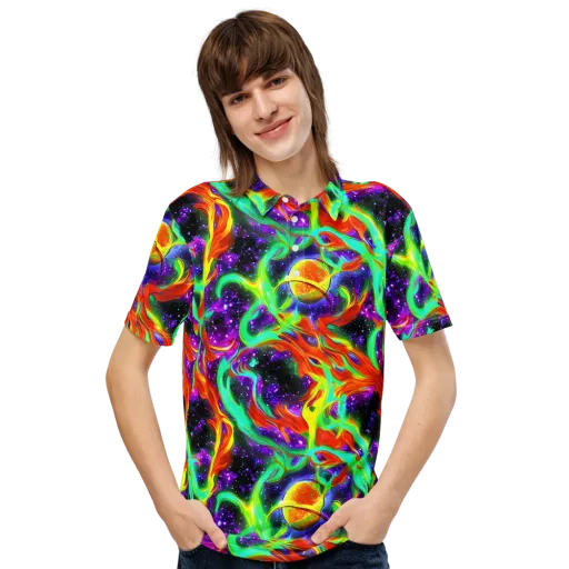 Cosmic Flare on a Men's Slim Fit Polo Shirt