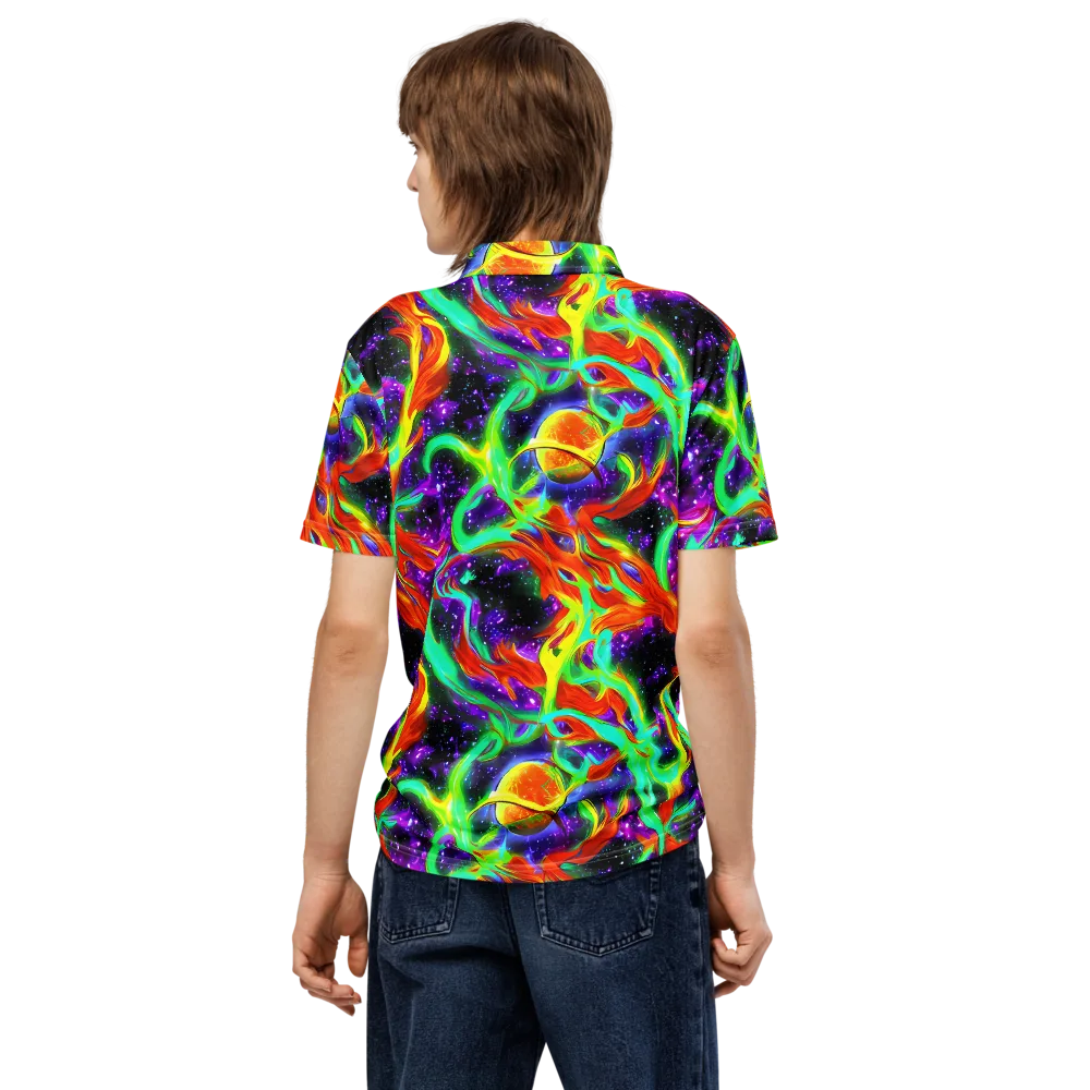 Cosmic Flare on Men's Slim Fit Polo Shirt — Back
