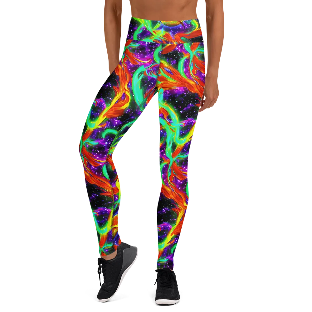 Cosmic Flare on Yoga Leggings — Front