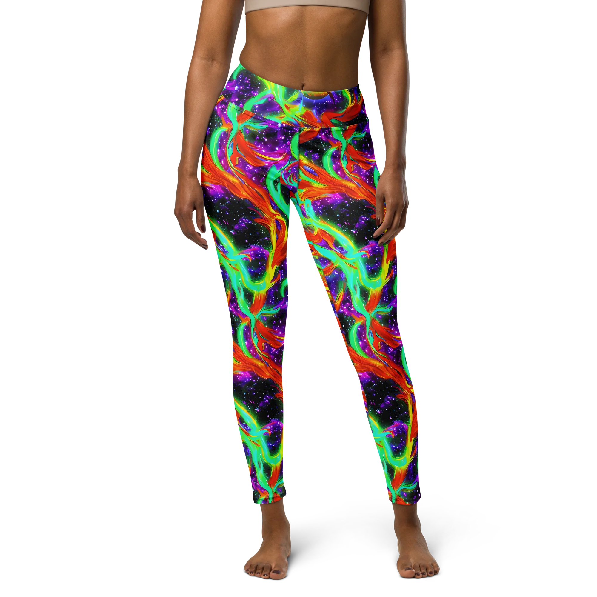 Cosmic Flare on Yoga Leggings — Front