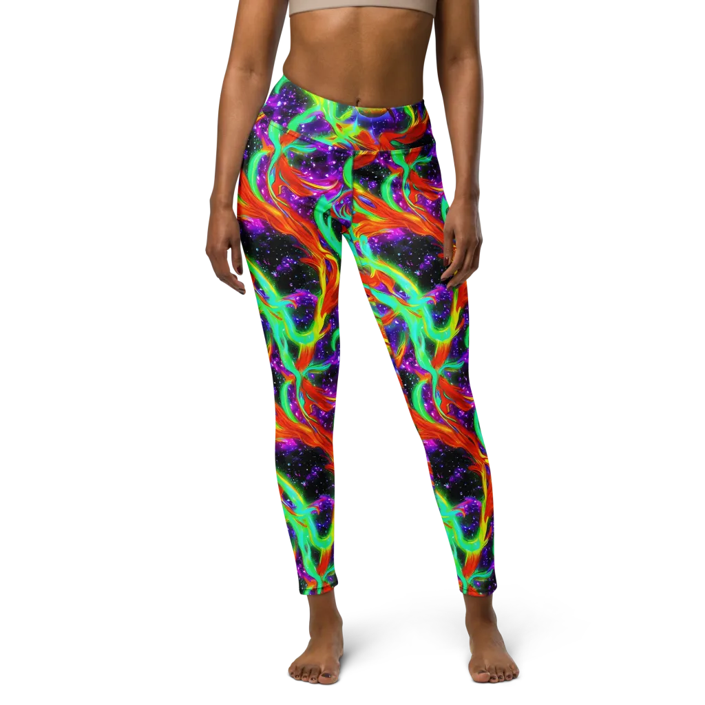 Cosmic Flare on Yoga Leggings — Front