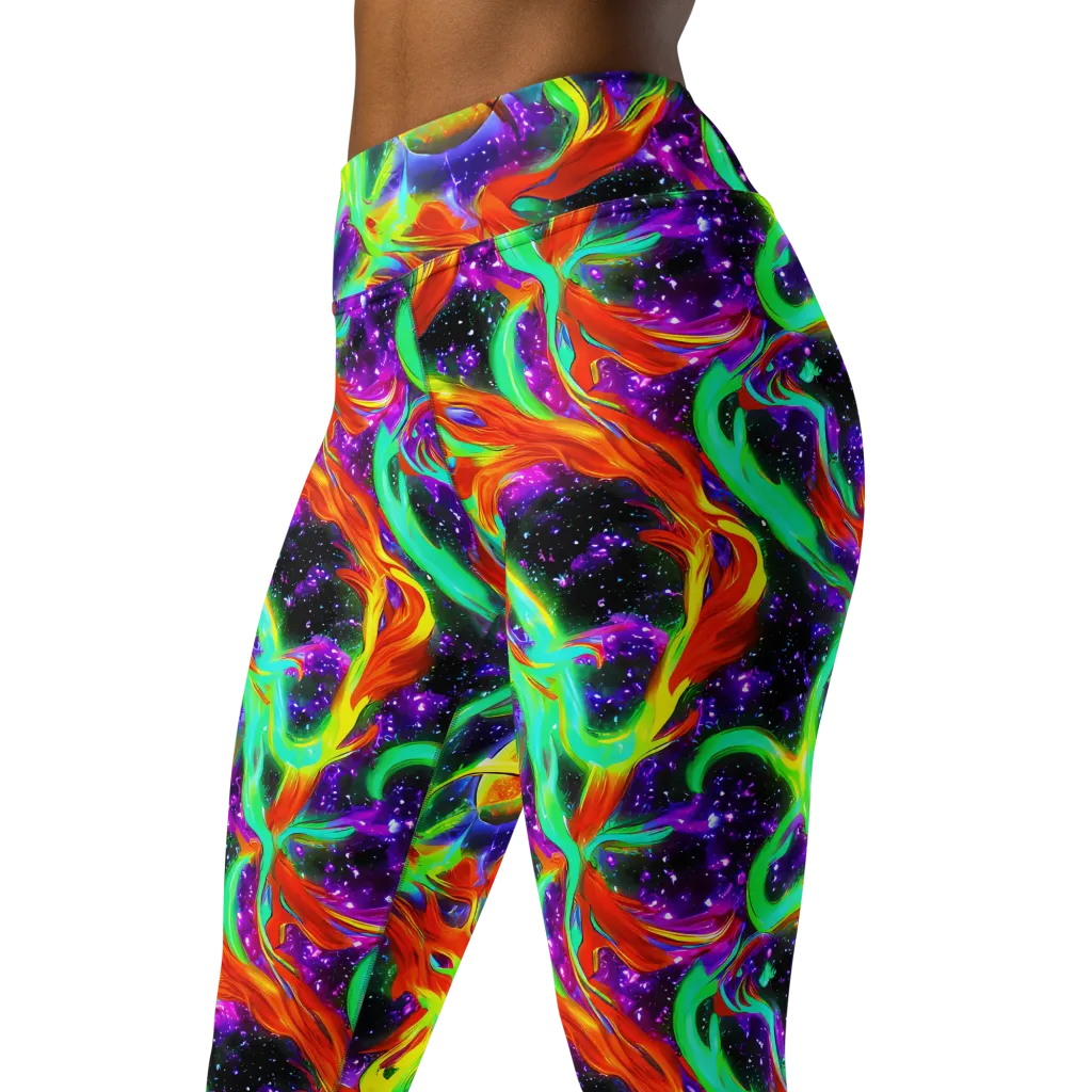 Cosmic Flare on Yoga Leggings — Left Front