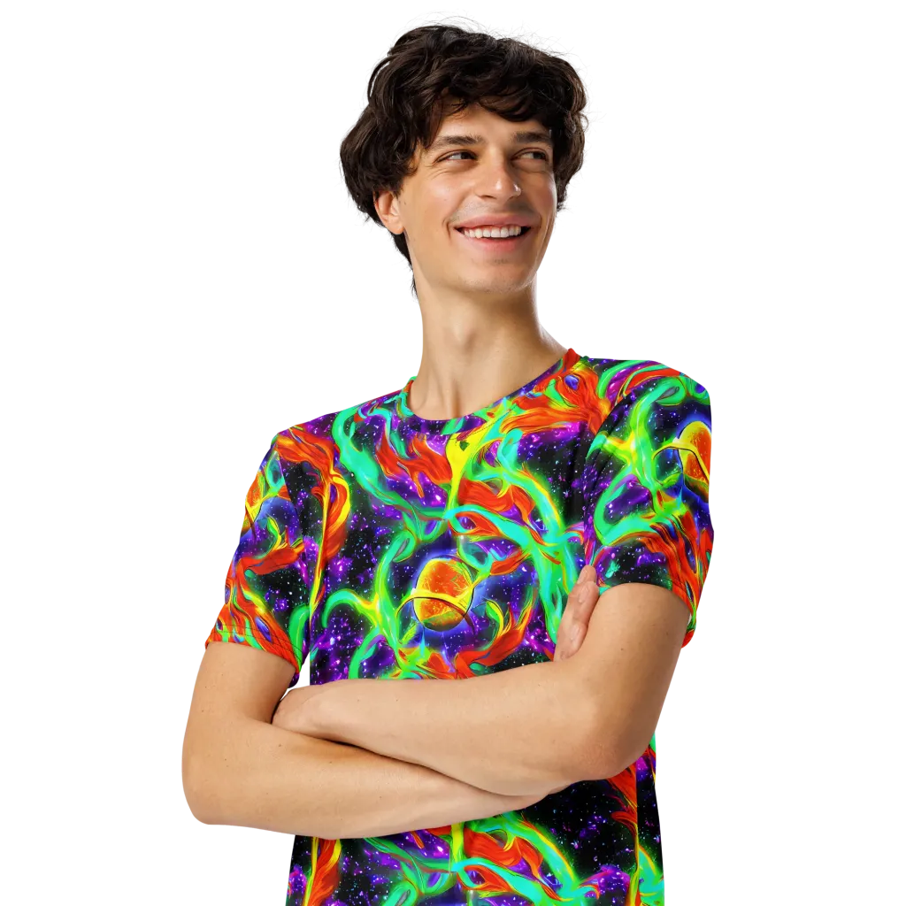 Cosmic Flare on Men's Crew Neck T-Shirt — Left Front