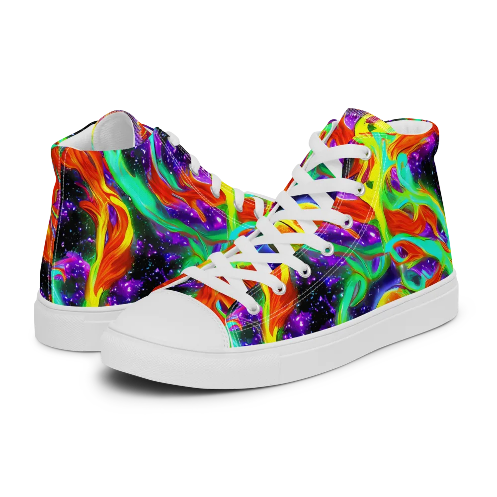 Cosmic Flare on Men's High Top Canvas Shoes — Left