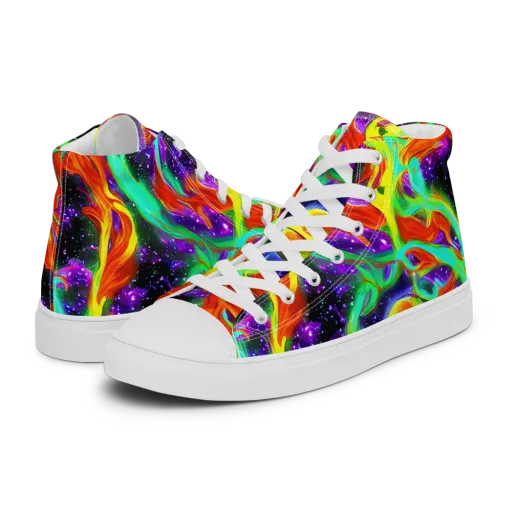 Cosmic Flare on a Men's High Top Canvas Shoes