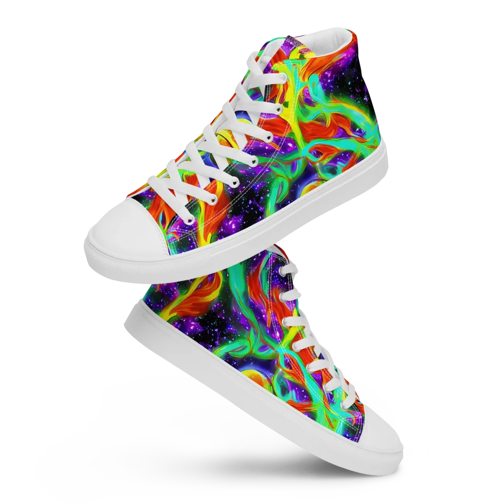 Cosmic Flare on Men's High Top Canvas Shoes — Front