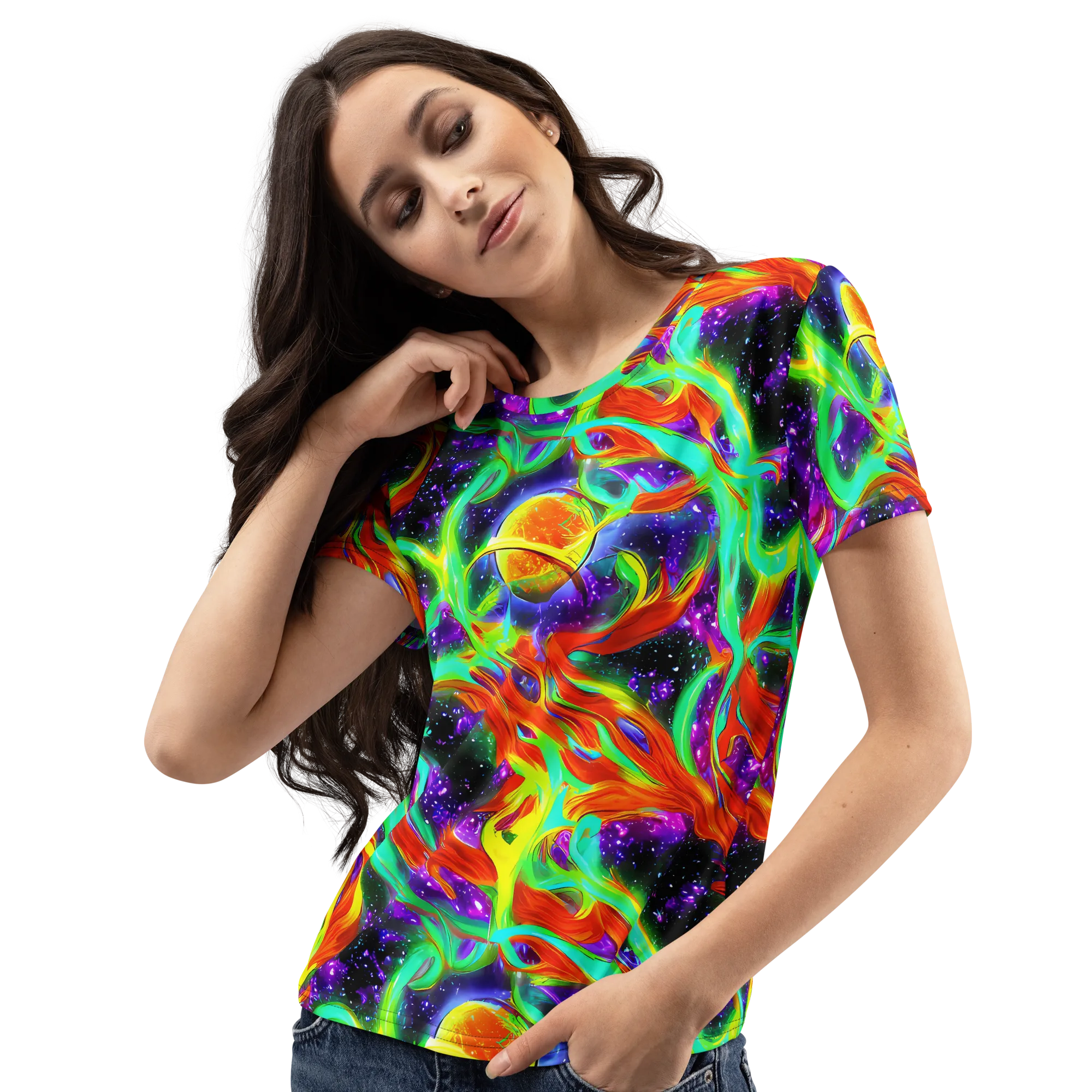 Cosmic Flare on Women's Crew Neck T-Shirt — Left Front