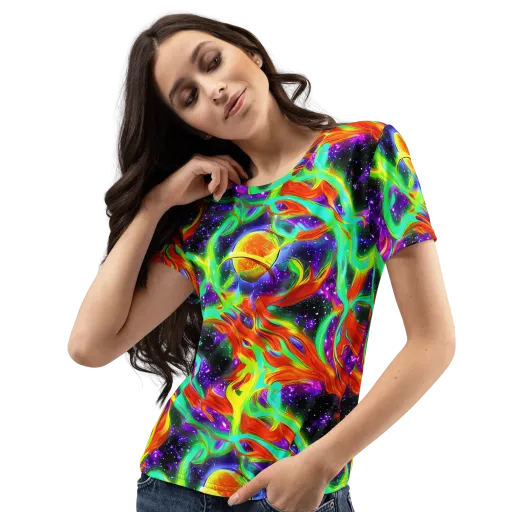Cosmic Flare on a Women's Crew Neck T-Shirt