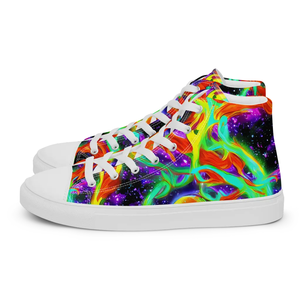 Cosmic Flare on Women's High Top Canvas Shoes — Left