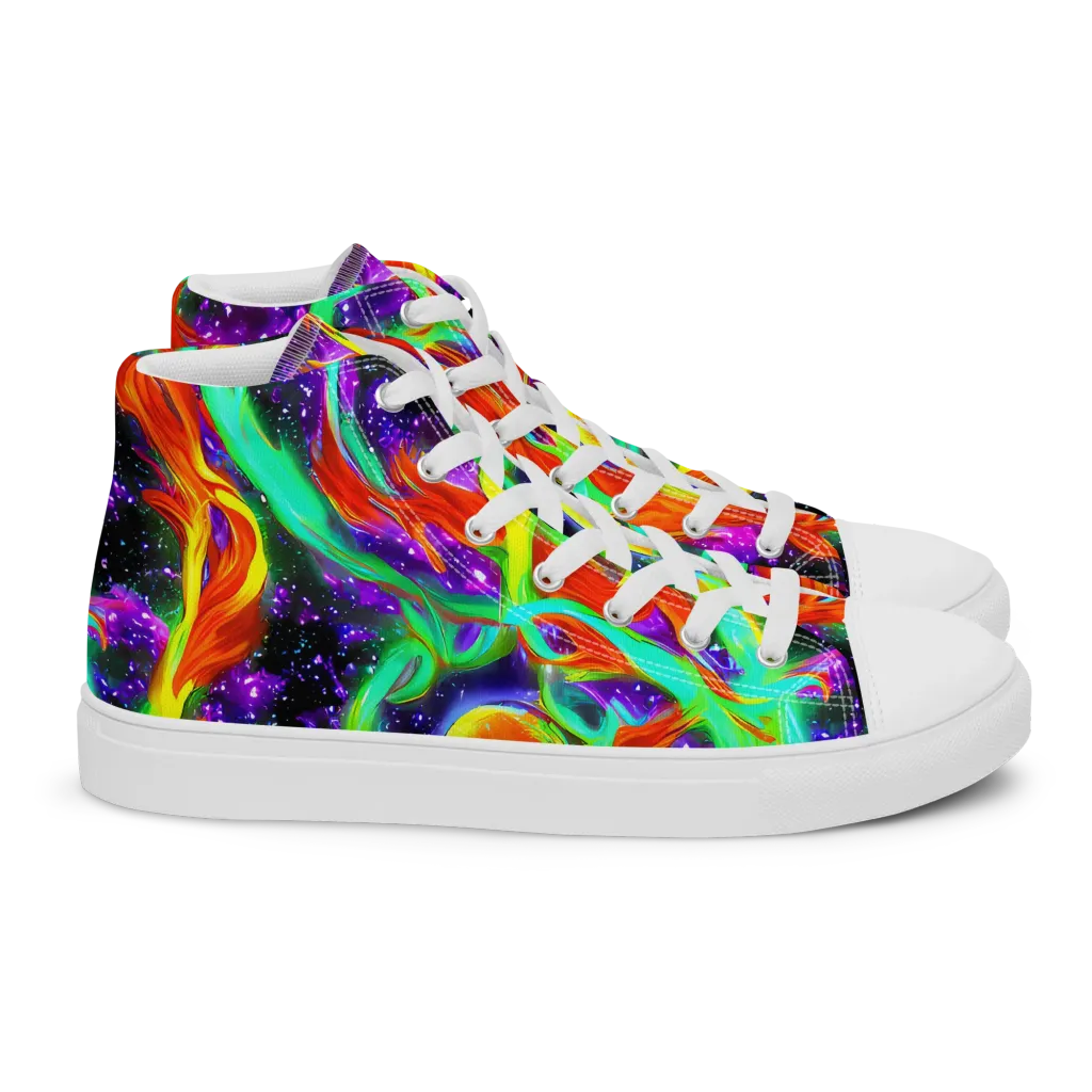 Cosmic Flare on Women's High Top Canvas Shoes — Right