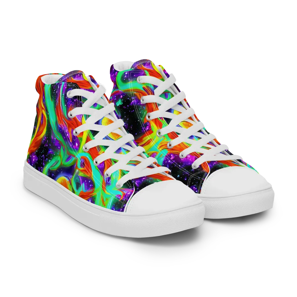 Cosmic Flare on Women's High Top Canvas Shoes — Right Front