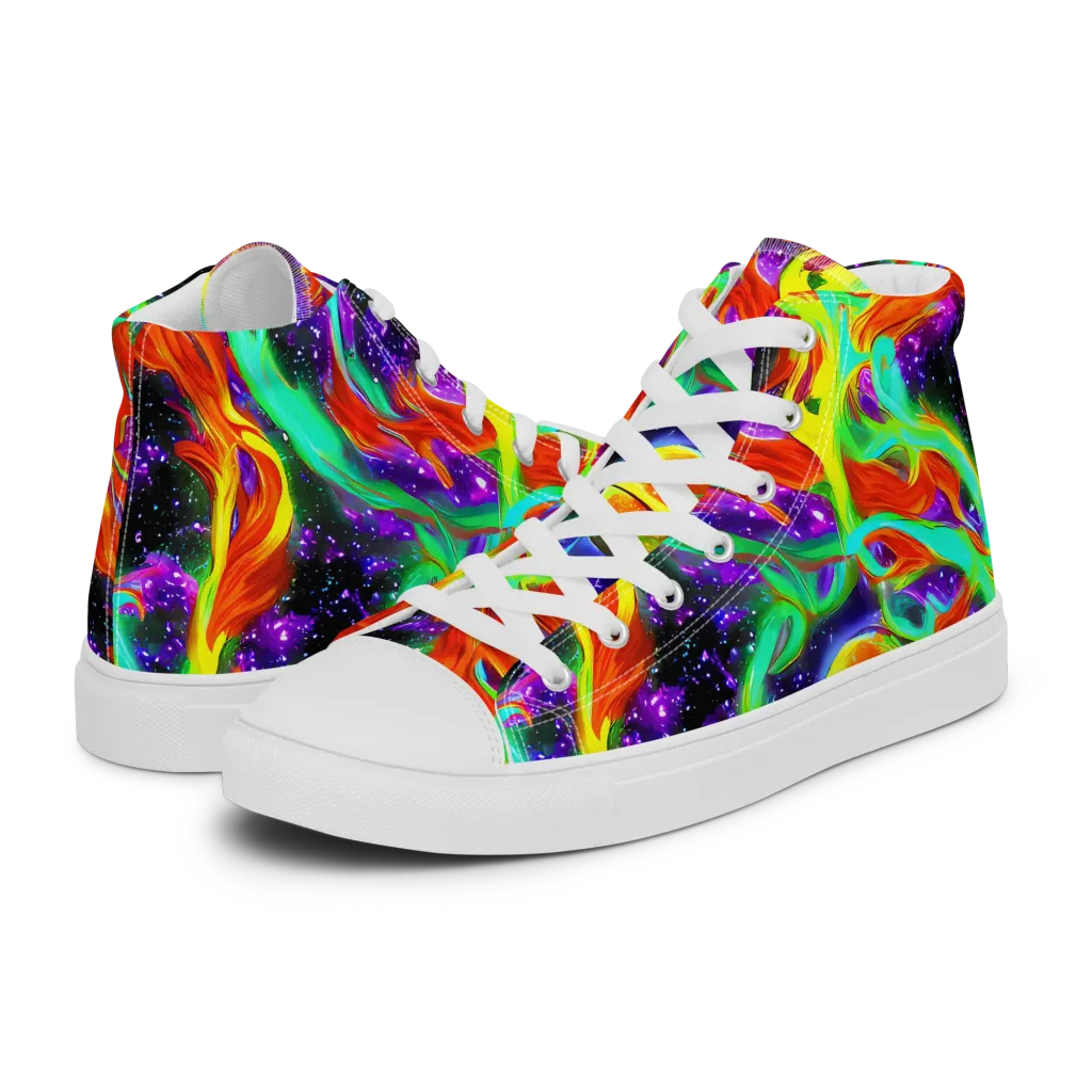 Cosmic Flare on Women's High Top Canvas Shoes — Left