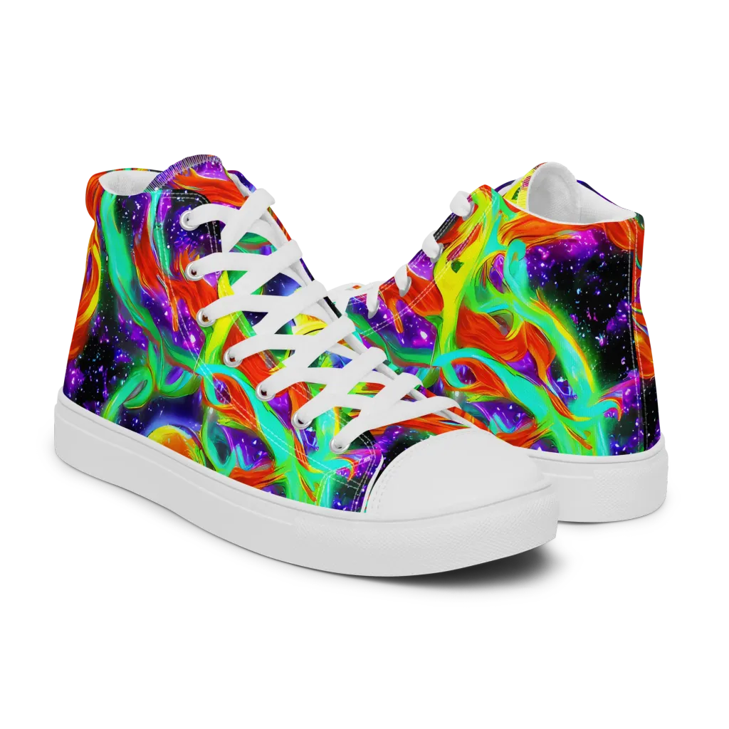 Cosmic Flare on Women's High Top Canvas Shoes — Right