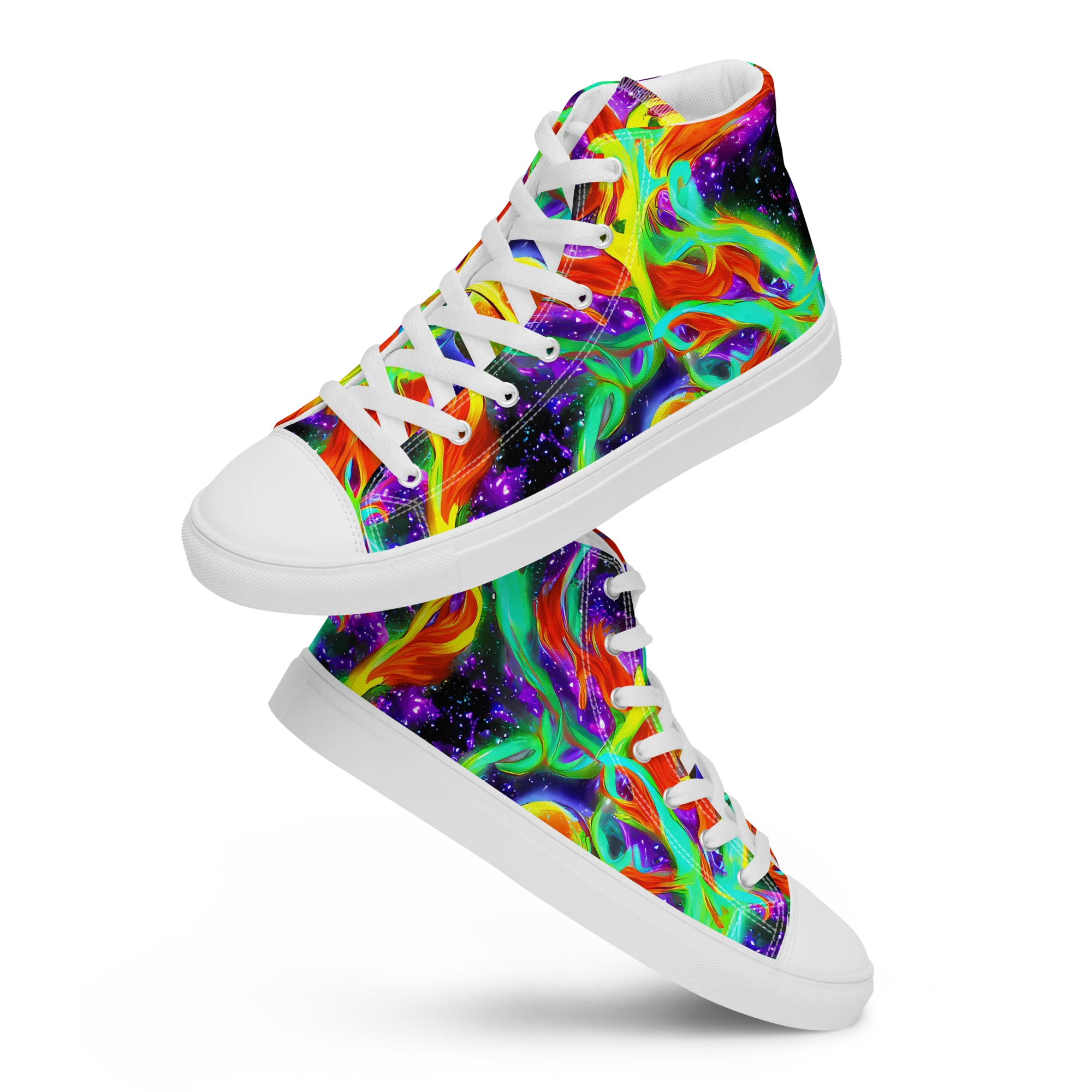 Cosmic Flare on Women's High Top Canvas Shoes — Front