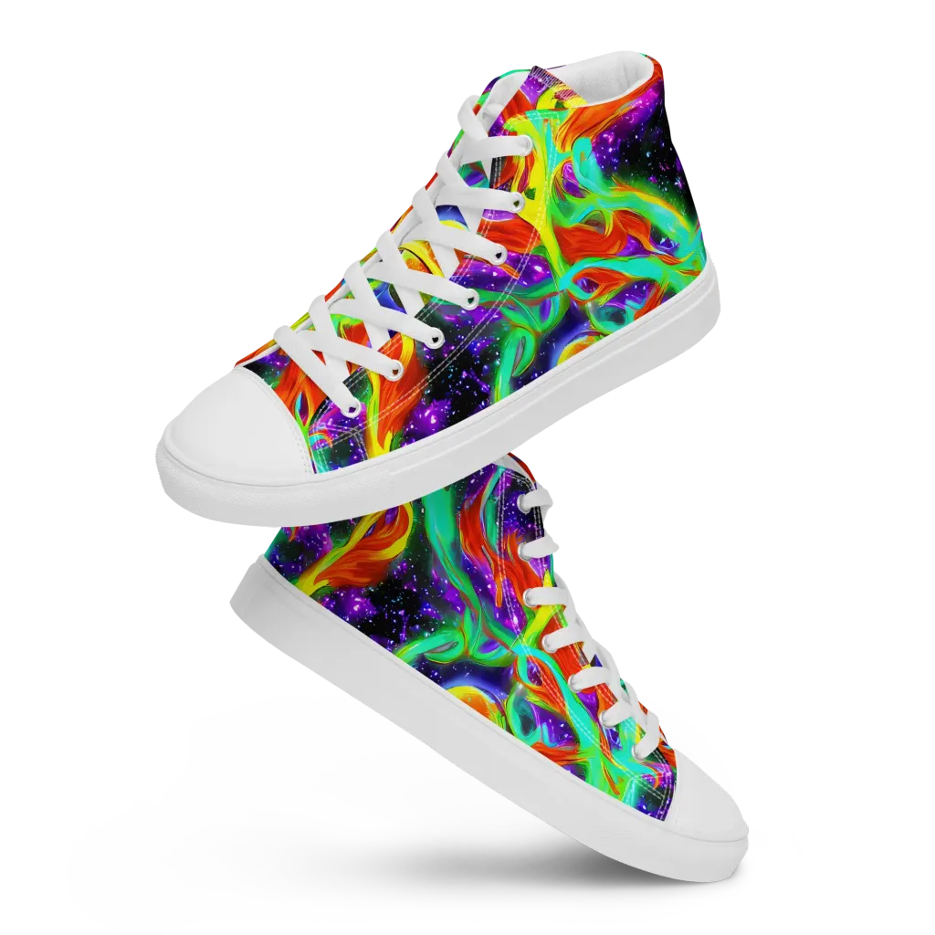 Cosmic Flare on Women's High Top Canvas Shoes — Front