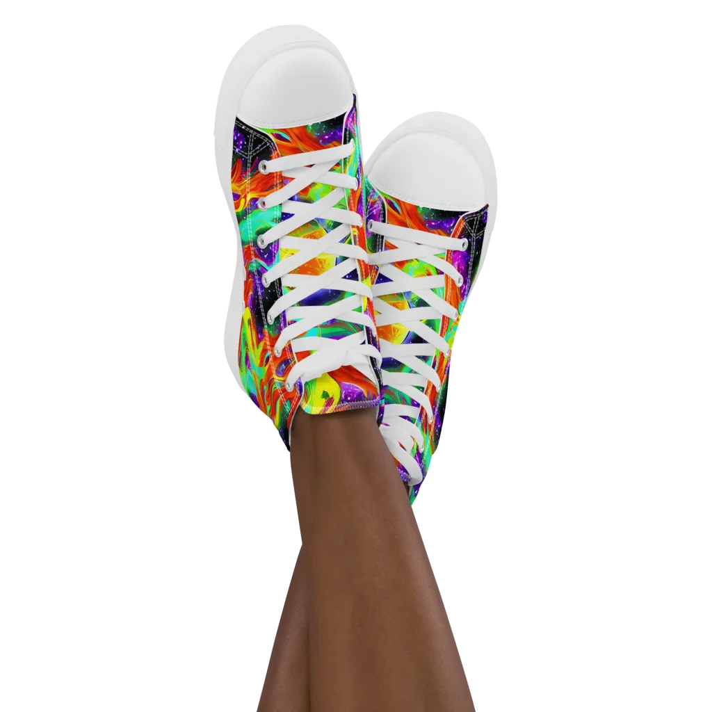 Cosmic Flare on Women's High Top Canvas Shoes — Front
