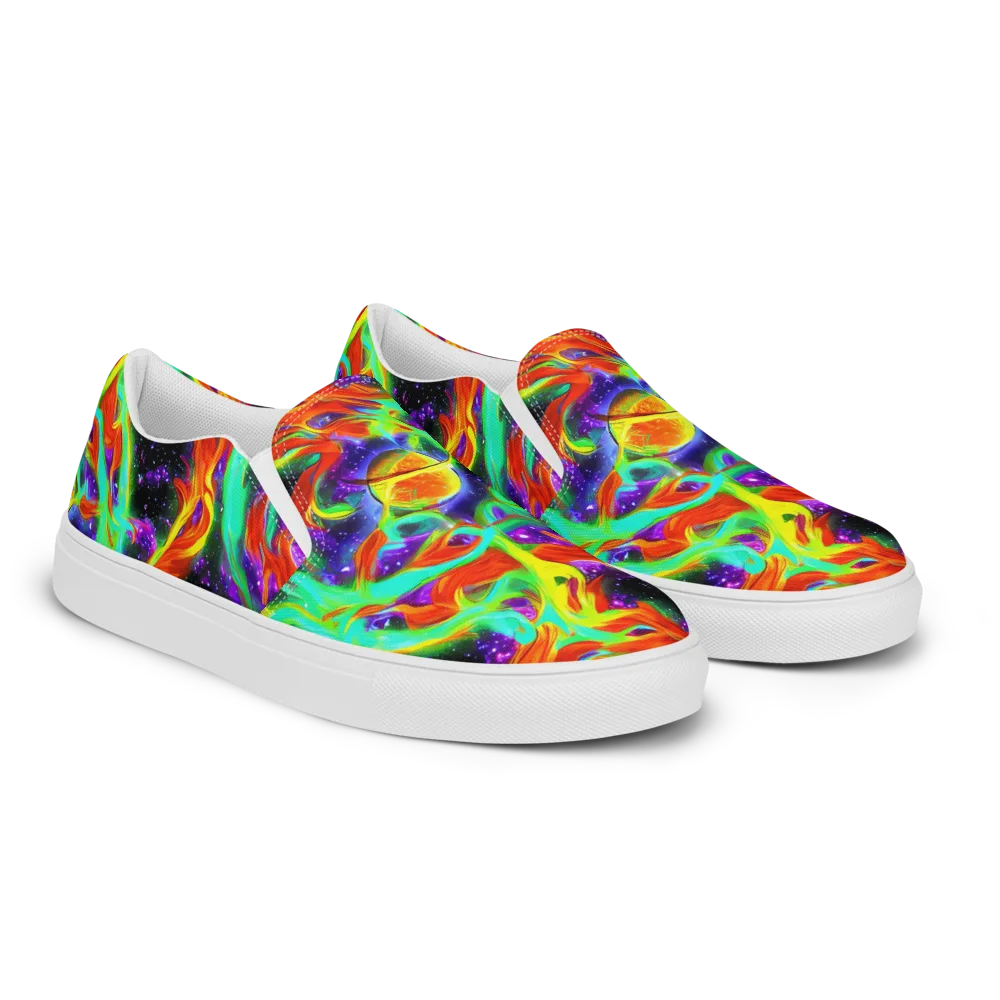 Cosmic Flare on Men's Slip-On Canvas Shoes — Right Front