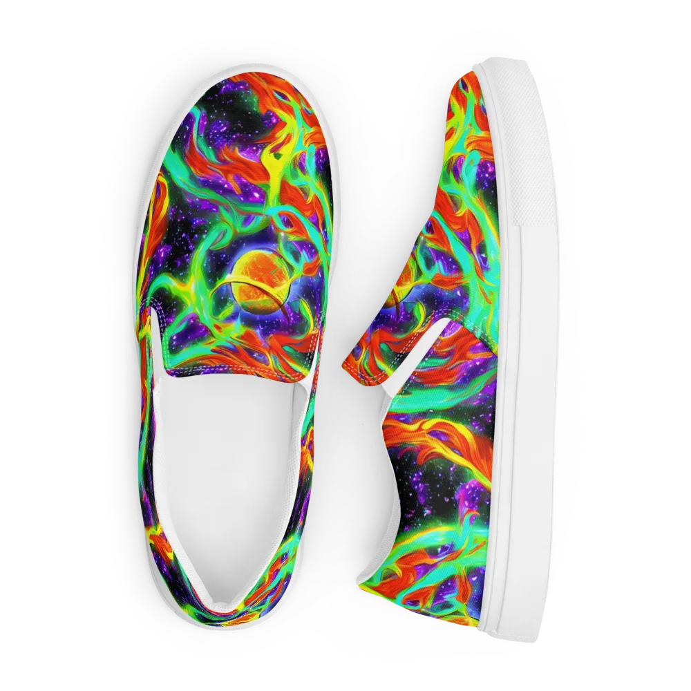 Cosmic Flare on Men's Slip-On Canvas Shoes — Front