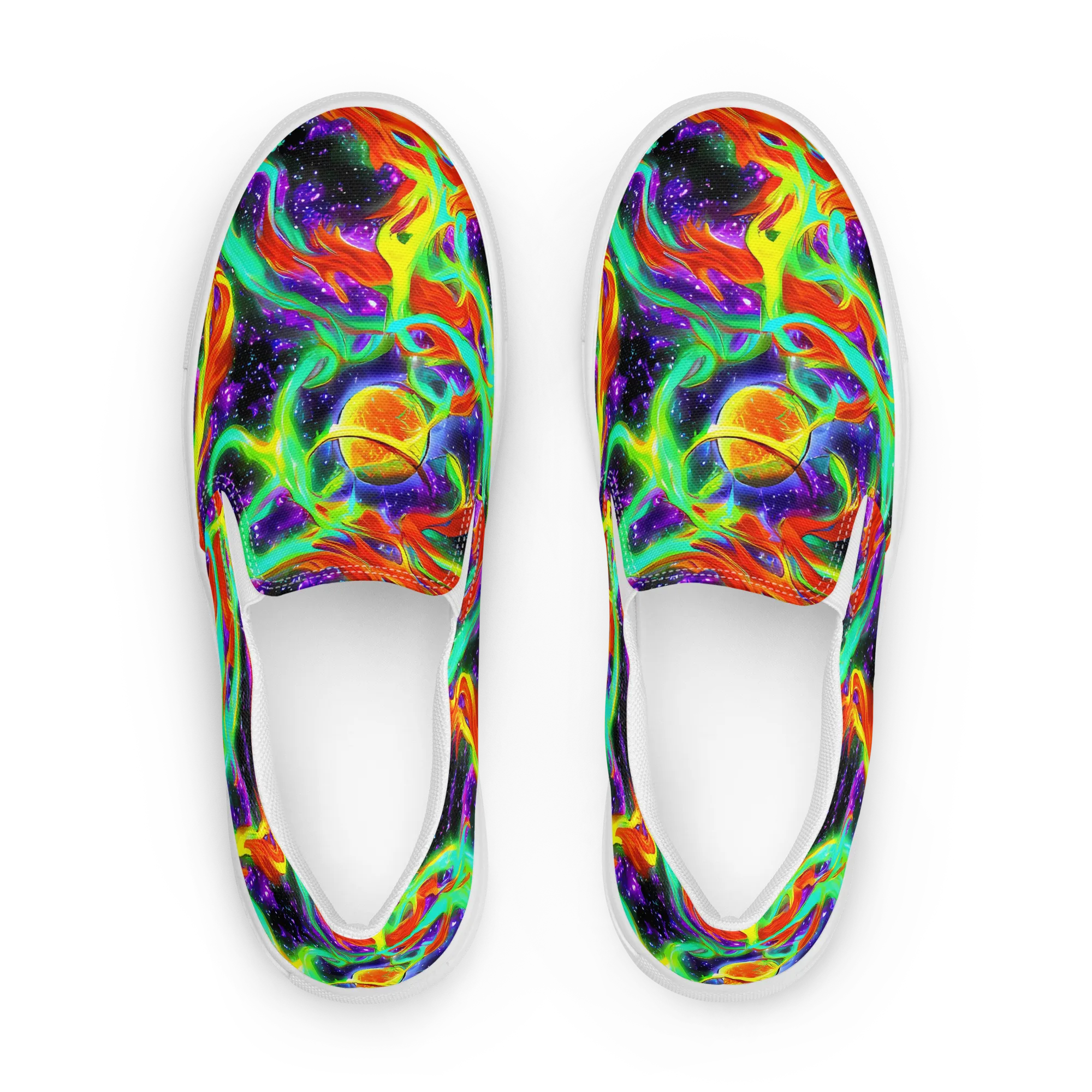 Cosmic Flare on Women's Slip-On Canvas Shoes — Front