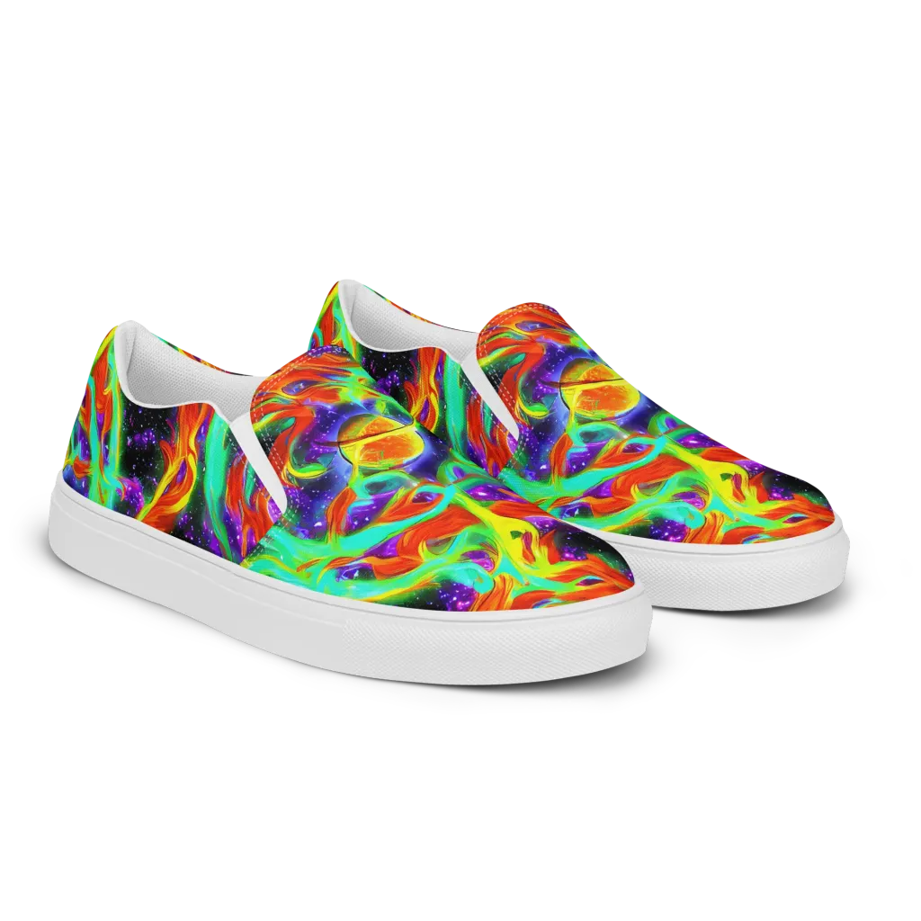 Cosmic Flare on Women's Slip-On Canvas Shoes — Right Front