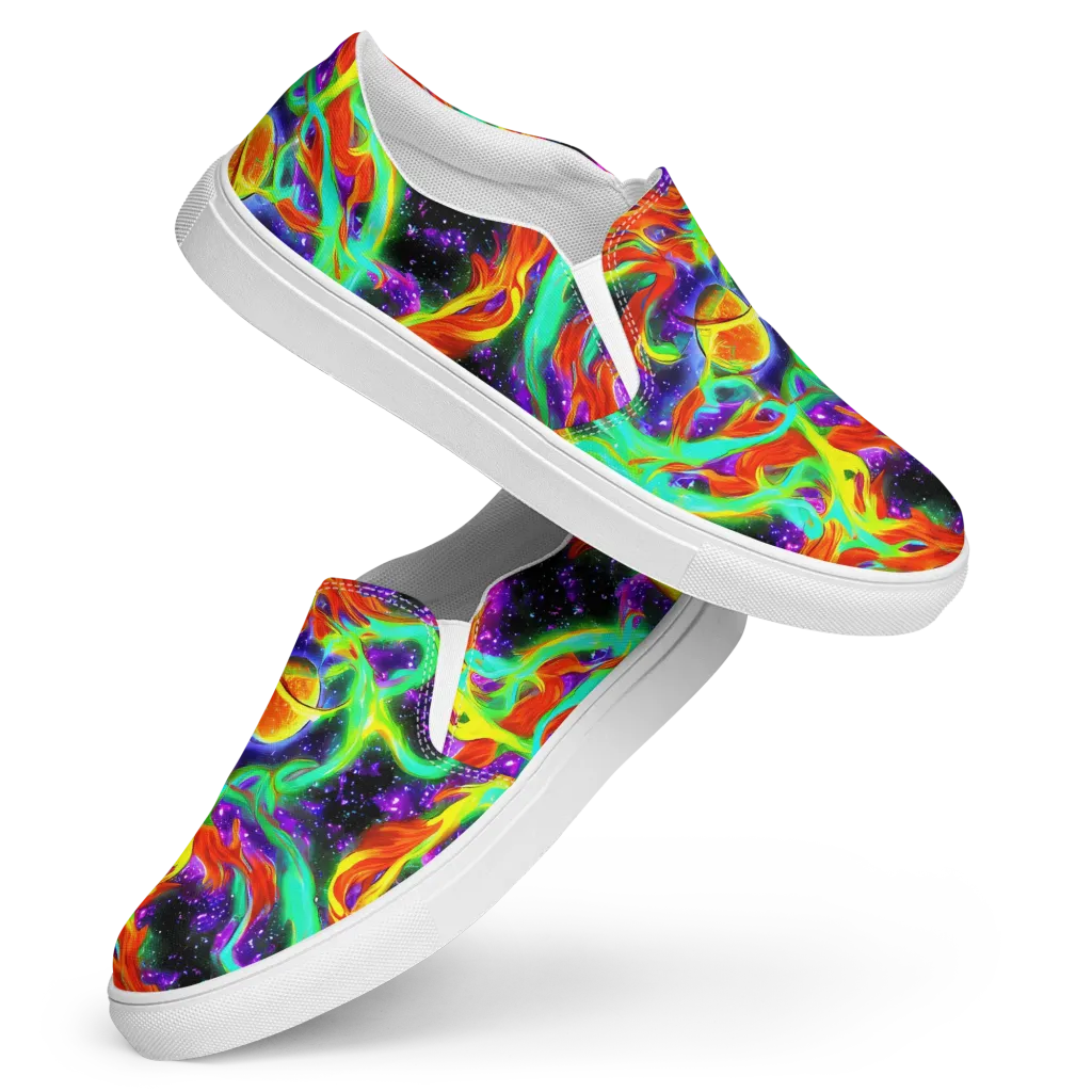 Cosmic Flare on Women's Slip-On Canvas Shoes — Front