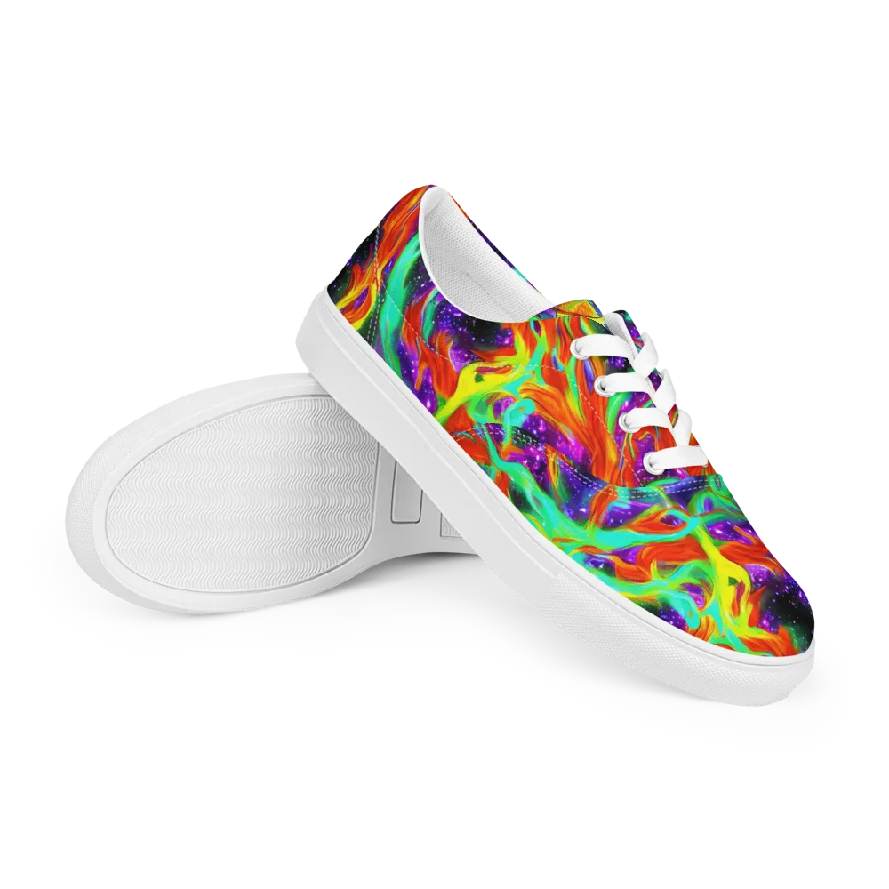 Cosmic Flare on Men's Lace-Up Canvas Shoes — Right Front