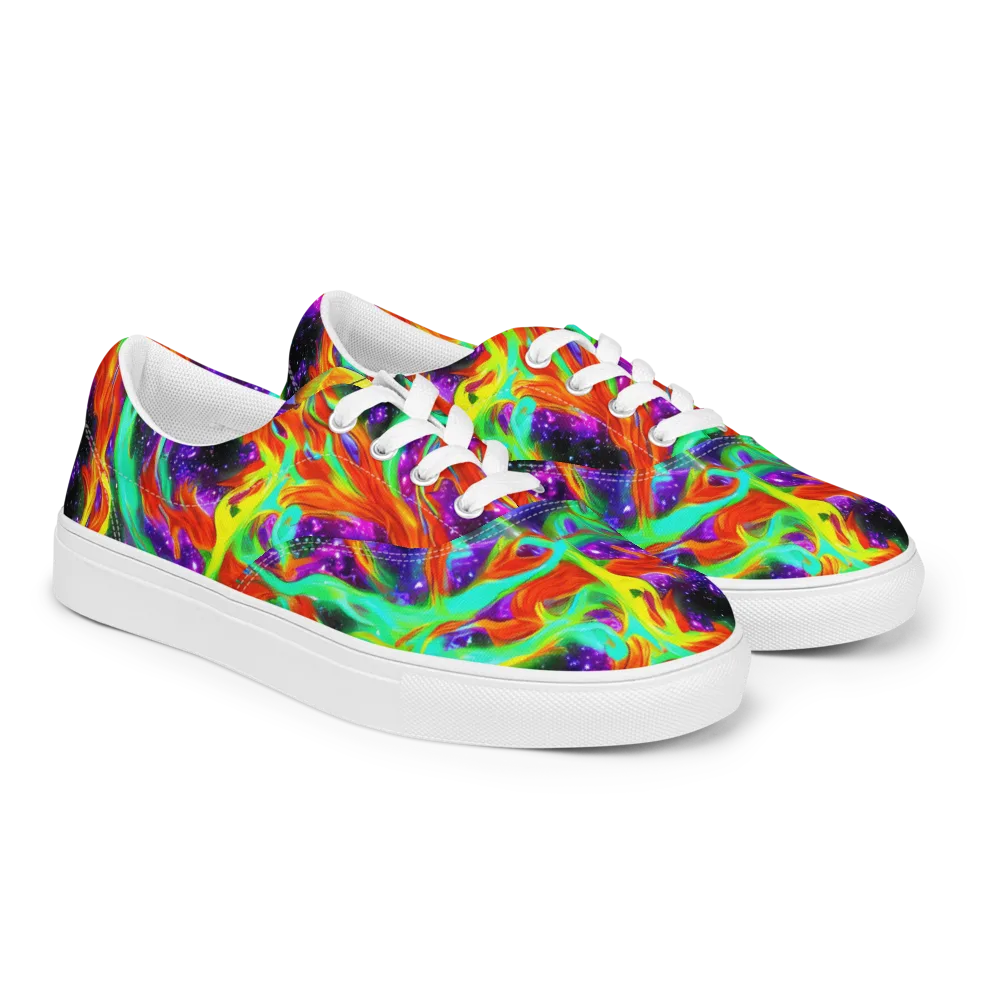 Cosmic Flare on Men's Lace-Up Canvas Shoes — Right Front