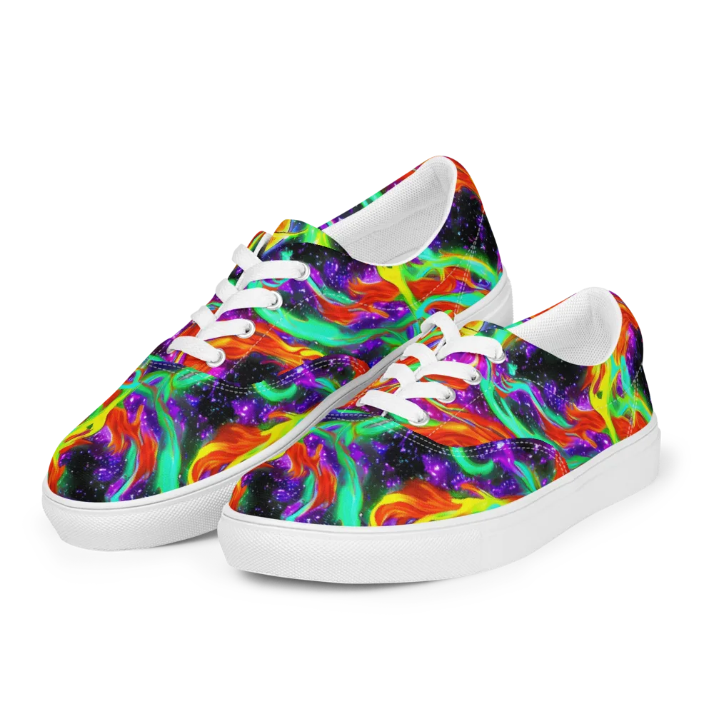 Cosmic Flare on Men's Lace-Up Canvas Shoes — Left Front