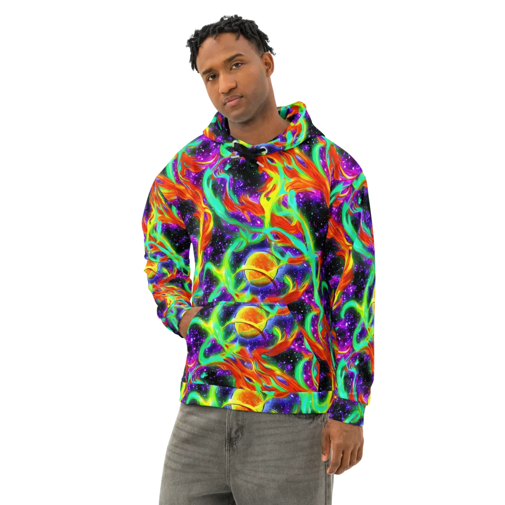 Cosmic Flare on Cotton Hoodie — Left Front