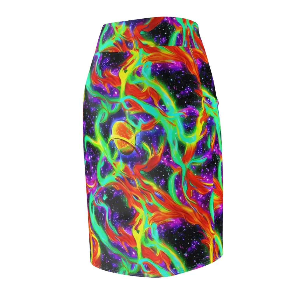 Cosmic Flare on Pencil Skirt — Back Side