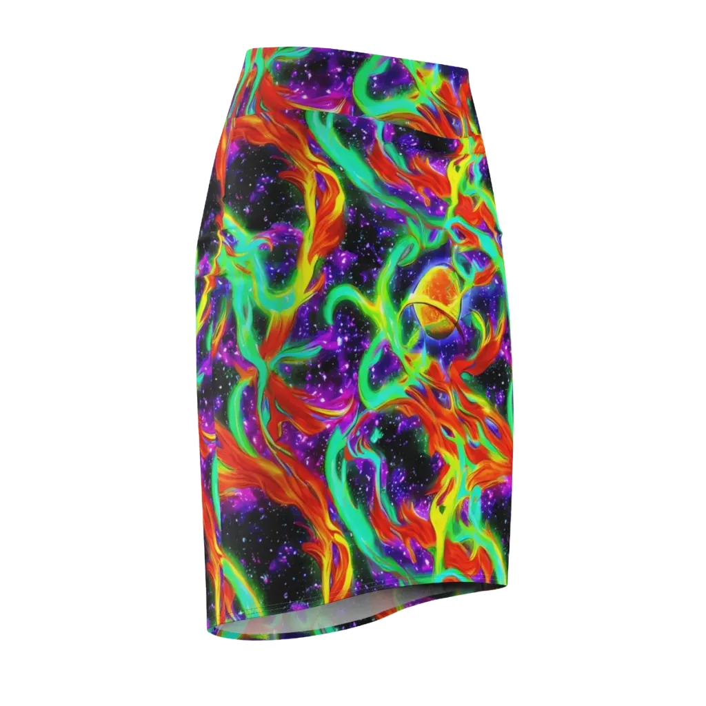 Cosmic Flare on Pencil Skirt — Front Side