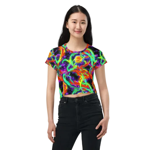 Cosmic Flare on a Crop Tee