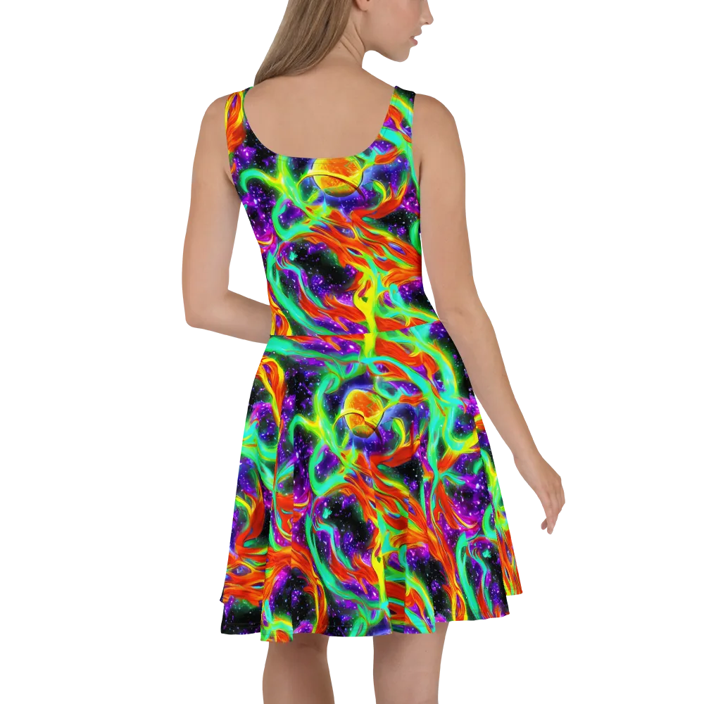Cosmic Flare on Skater Dress — Back